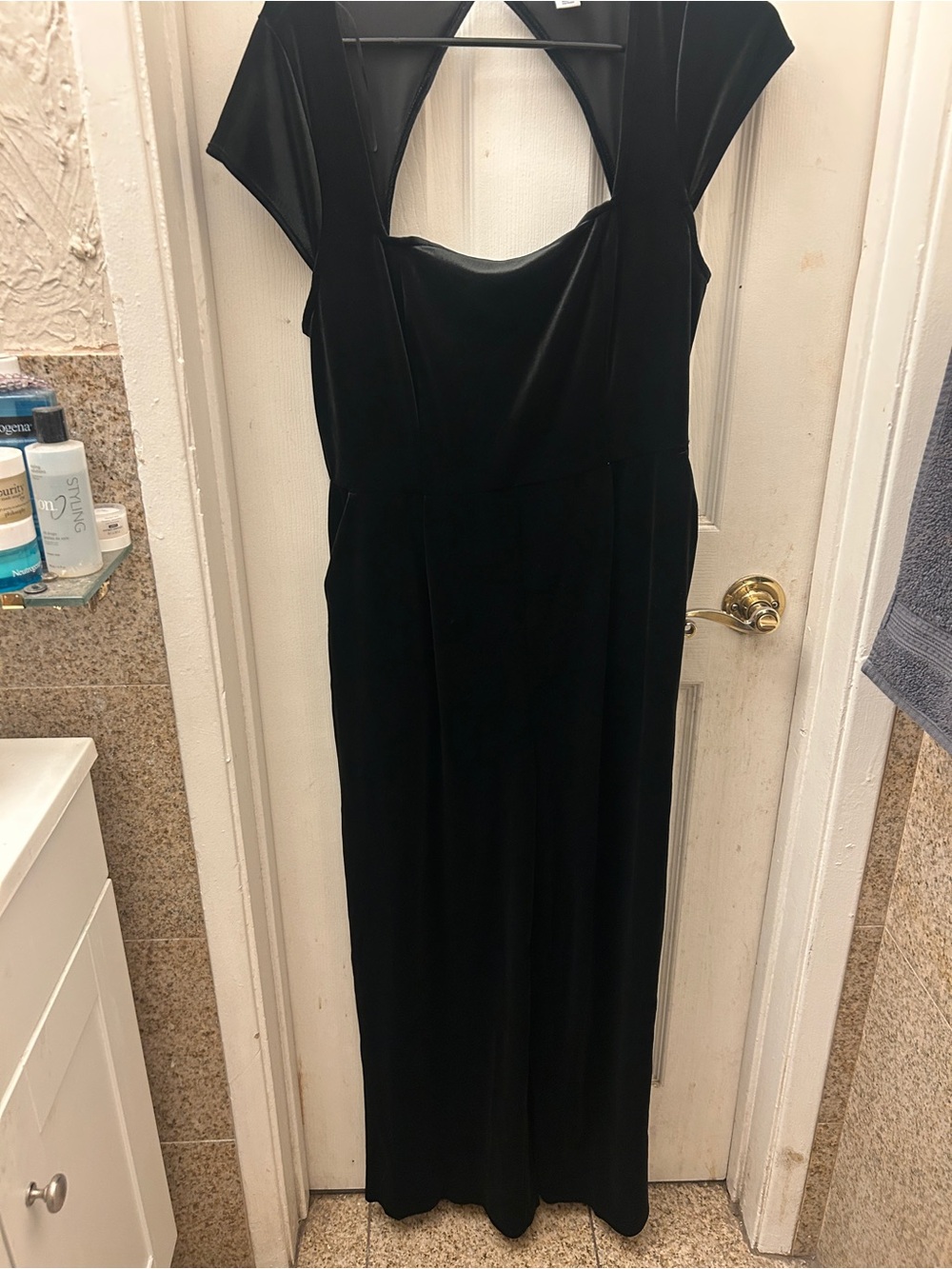 Old Navy Black Velvet Maxi Dress with Cutout Back